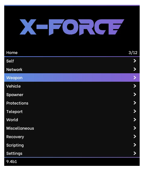 XFORCE GTA — X-Force official menu preview